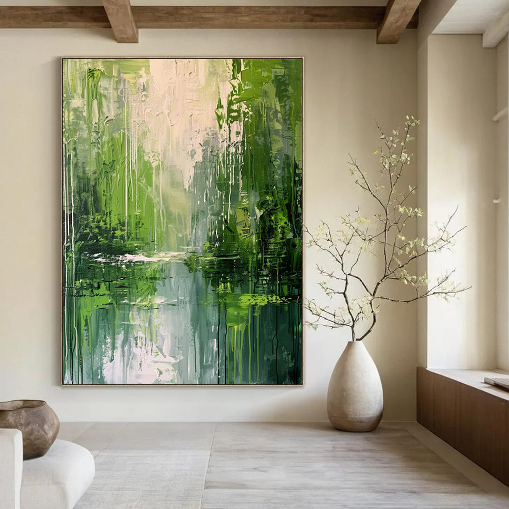 “Green - Blue Forest Reflection” - Impressionistic Landscape Painting On Canvas DS002