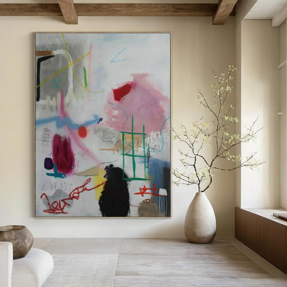 Colorful, Chaotic Strokes "Urban Sketchbook" Abstract Painting On Canvas PS1406