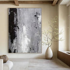 Black, White and Gray with Textured Layers "Urban Grunge" Abstract Painting On Canvas PS1150