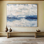 “Blue and White Textured Sea” - Impressionistic Oil Painting On Canvas DKS791
