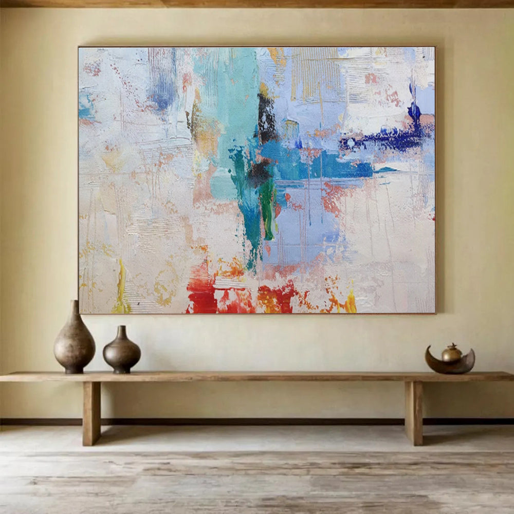 Pastel - Toned Abstract Splashes Modern Abstract Painting On Canvas DKS113