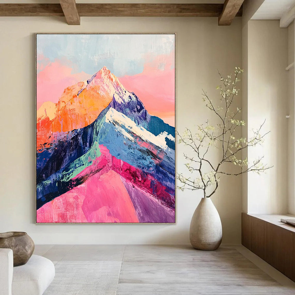 “Colorful Mountain Peaks” - Vibrant Landscape Abstract Painting On Canvas DS283
