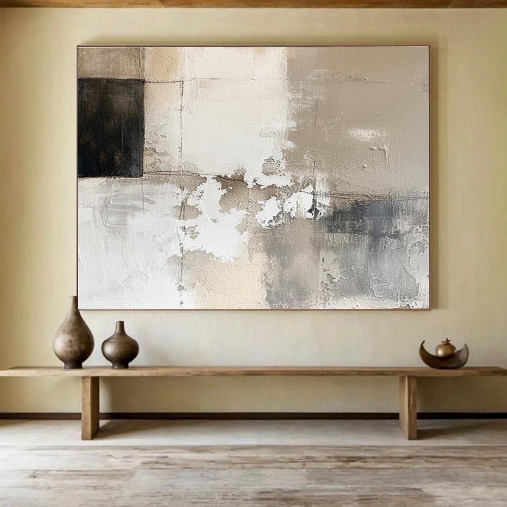 “Neutral Textured Abstraction” - Minimalist Abstract Painting On Canvas DKS504