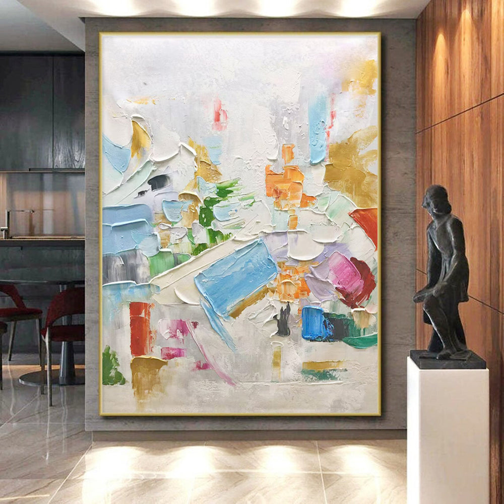 “Colorful Impasto Abstract” - Multicolor Abstract Impasto Painting On Canvas PS0730