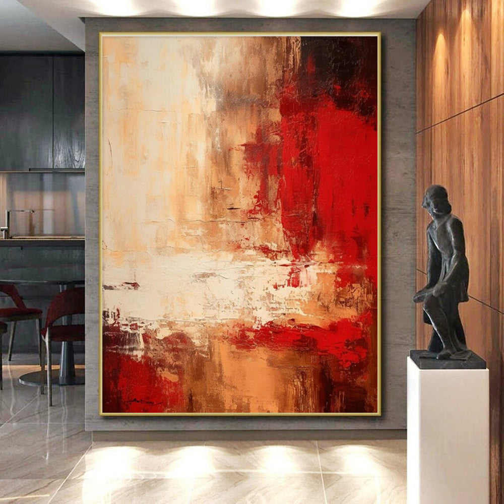 Warm Brown - Red Charm - Mainly Brown - Red and Off - White - Abstract Expressionism PS0774