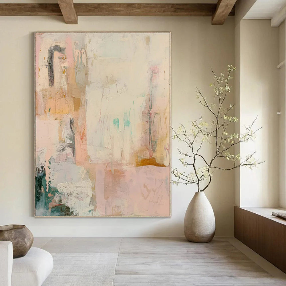 Soft Pink and Beige, "Blush Tones" – Abstract Color - Field Painting On Canvas PS0942