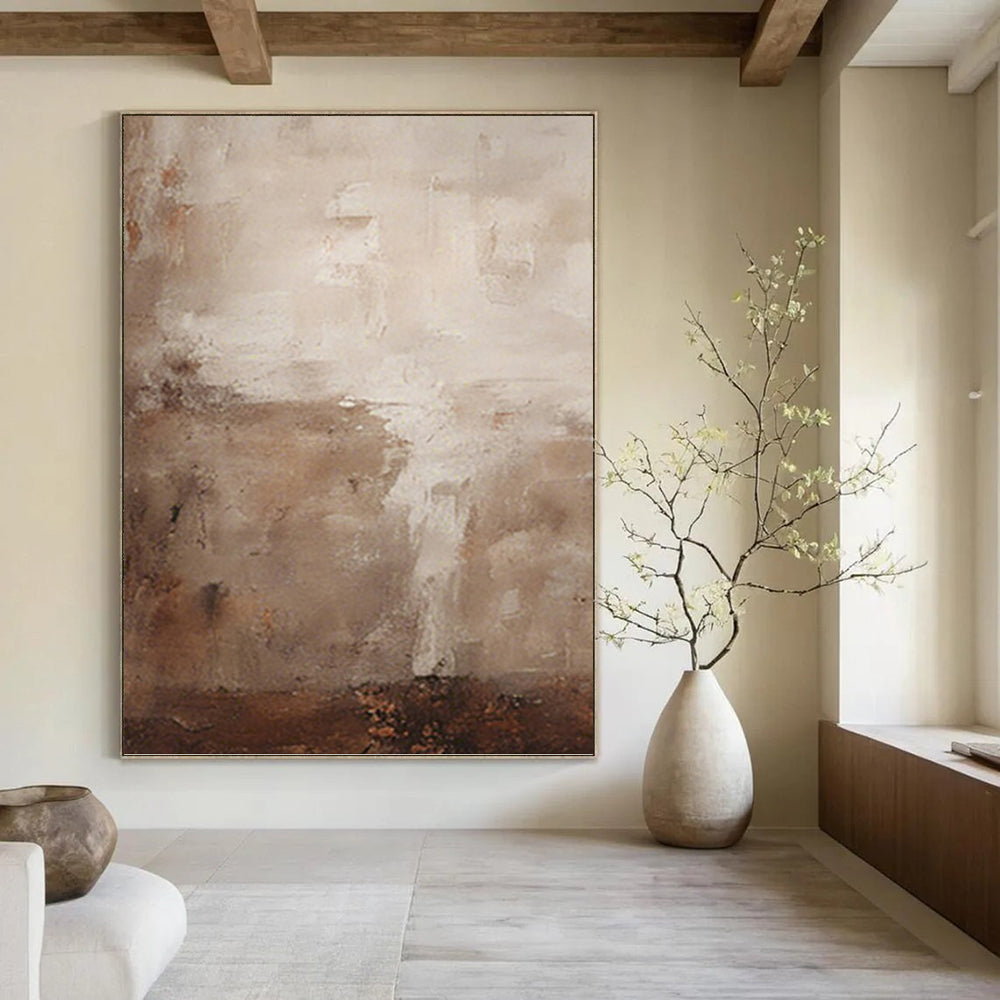 “Soft Earth - Tone Abstraction” - Subtle, Neutral Palette Painting On Canvas PT1470