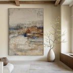 Gray, Brown, and Blue Textured, "Mixed Terrain" – Textured Abstract Painting On Canvas PS0969