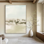 “Soft Green - Gray Watercolor Landscape” - Watercolor Abstract Painting On Canvas PT1963