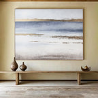 Blue and Gold Coastal Abstract Minimalist Seascape Painting On Canvas DKS135