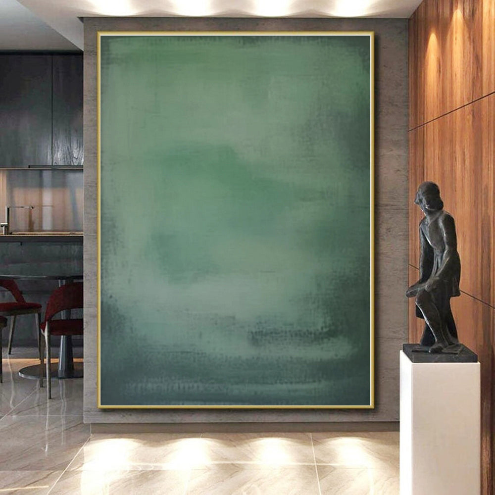 “Green Gradient Wash” - Green, Teal, Gray Abstract Gradient Painting On Canvas PS0572