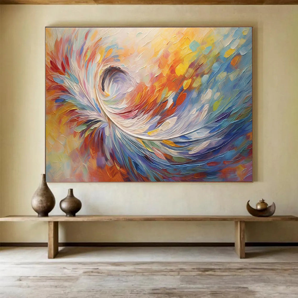 “Colorful Impasto Swirl” - Impasto Abstract Painting On Canvas DKS870