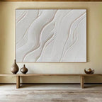 “White Wavy Textures” - Abstract Minimalist - Painting On Canvas PT1733