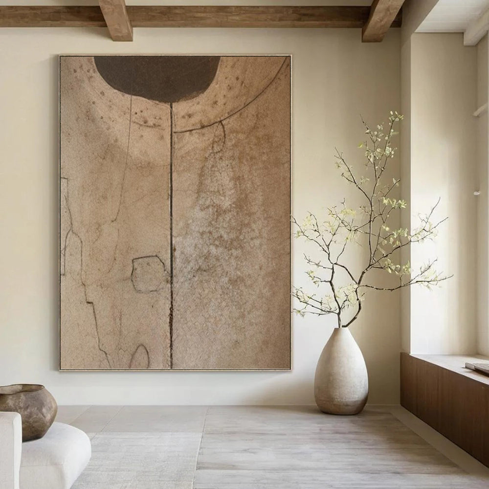 “Brown Line Abstract” - Abstract, Linear - Styled Painting On Canvas PT1660