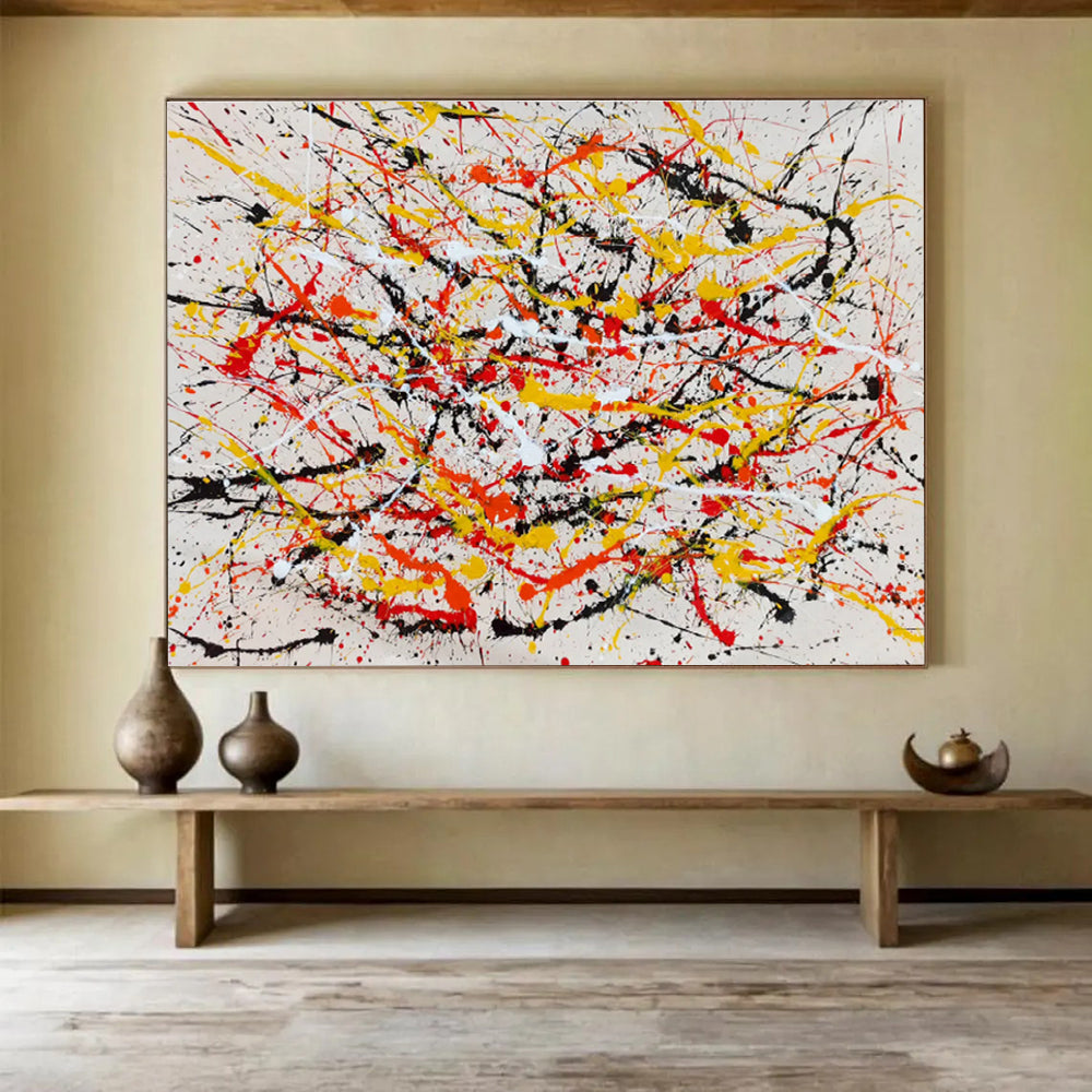 “Yellow - Red Splatter Dynamism” Painting On Canvas DKS303