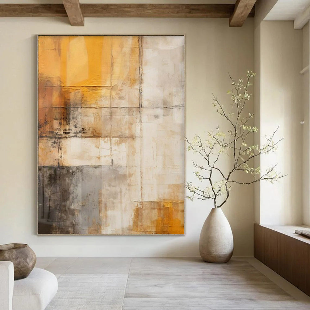 Soft Pinks, Oranges, and Creams with Curved Forms "Sunset Silhouettes" Abstract Shape - Focused Painting On Canvas PS1057
