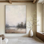 “Foggy Lake with Silhouetted Trees” - Landscape Painting On Canvas PT2057