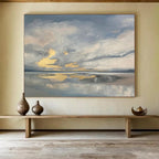 “Gray - Gold Sky Reflection” - Landscape Painting On Canvas PT253