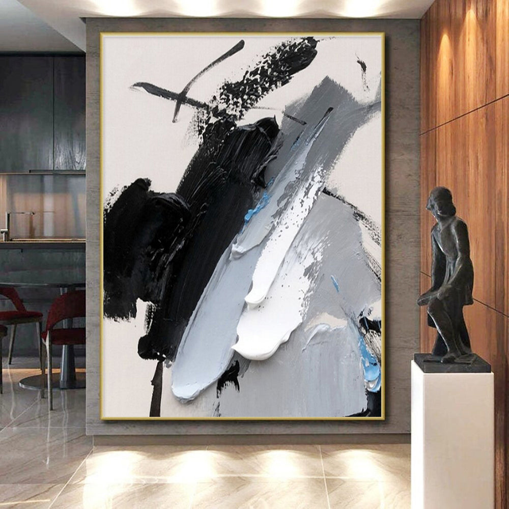 Gray - Blue Interweave - Mainly Black, Gray, and Blue - Minimalist Abstraction PS0777