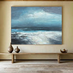 “Moonlit Blue Ocean Waves” - Impressionist Maritime - Painting On Canvas PT1787