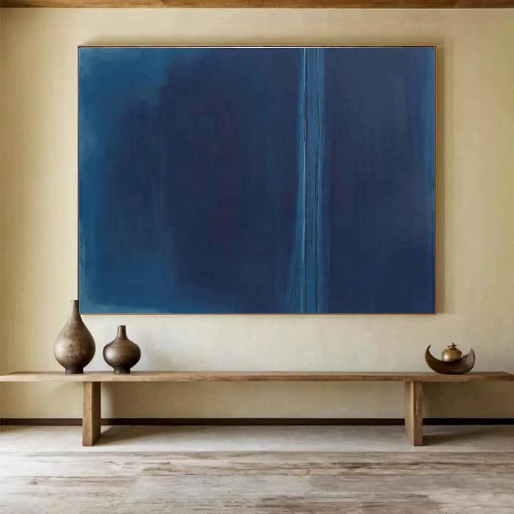 Deep Blue Monochromatic Abstract Painting On Canvas DKS099