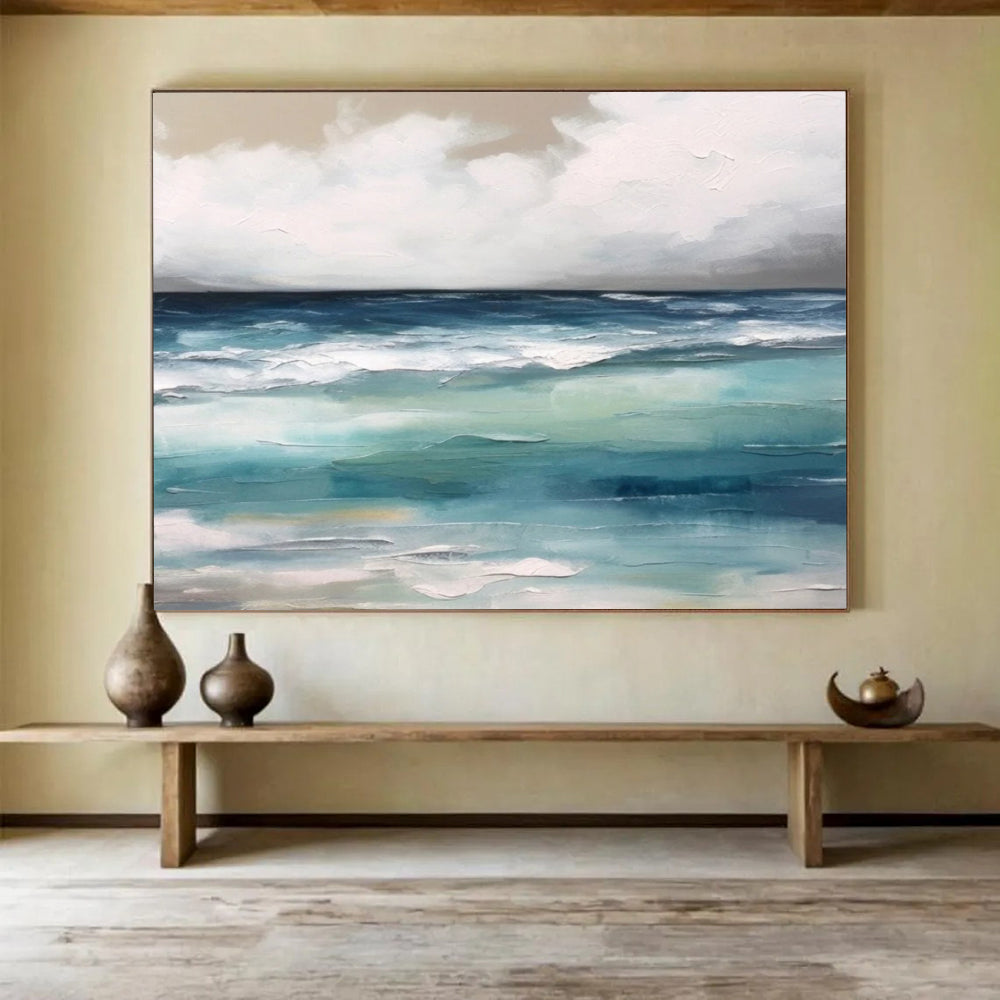 “Layered Ocean Blues” - Textured Seascape Painting On Canvas PT051