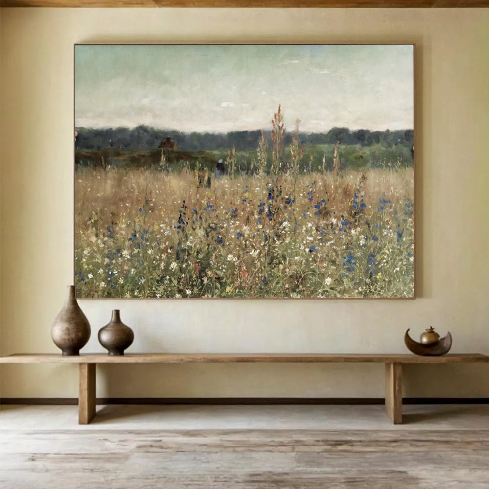 “Tranquil Wildflower Meadow” - Impressionistic Oil Painting on Canvas PT1486