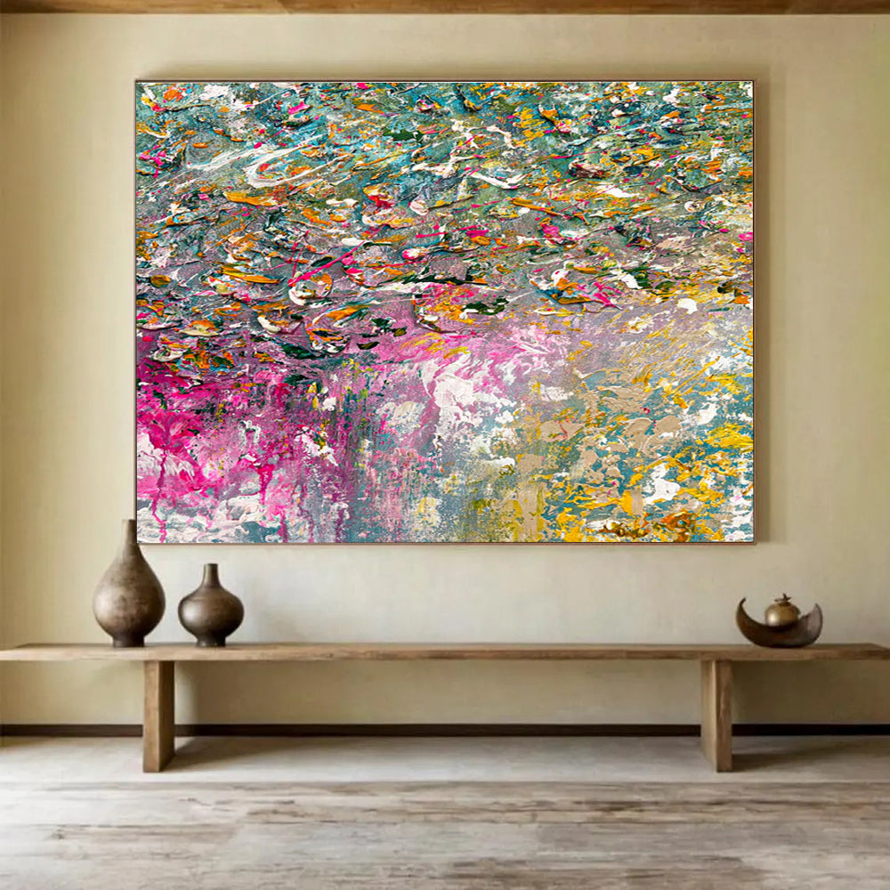 “Color - Drenched Textured Field” - Textured Oil Painting on Canvas DKS920