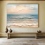 “Textured Beach Waves” - Impasto Oil Painting On Canvas DKS795