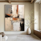 Neutral Tones Abstract Cityscape Painting On Canvas DS112