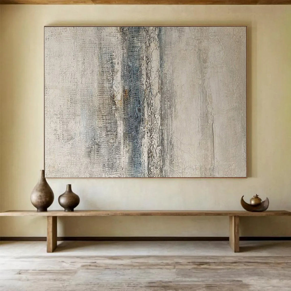 “Neutral Textured Stripes” - Subtle Neutral “Serene Strata” Painting On Canvas PT1624