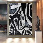 “Black - White Abstract Mosaic” - Contemporary Abstract Painting On Canvas PS0052