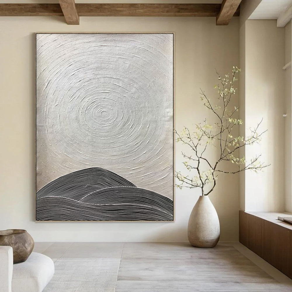 “Black - White Textured Abstract” - Minimalist Textured Painting On Canvas PT1960