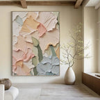 “Pastel Floral Relief” - Realist - Inspired Floral Painting On Canvas PT1393