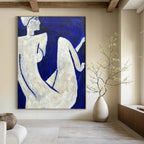 “Blue - White Figures” - Abstract Figurative Painting On Canvas PT2329