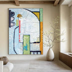 “Colorful Urban Abstract” - Abstract Cityscape Painting On Canvas PT2374