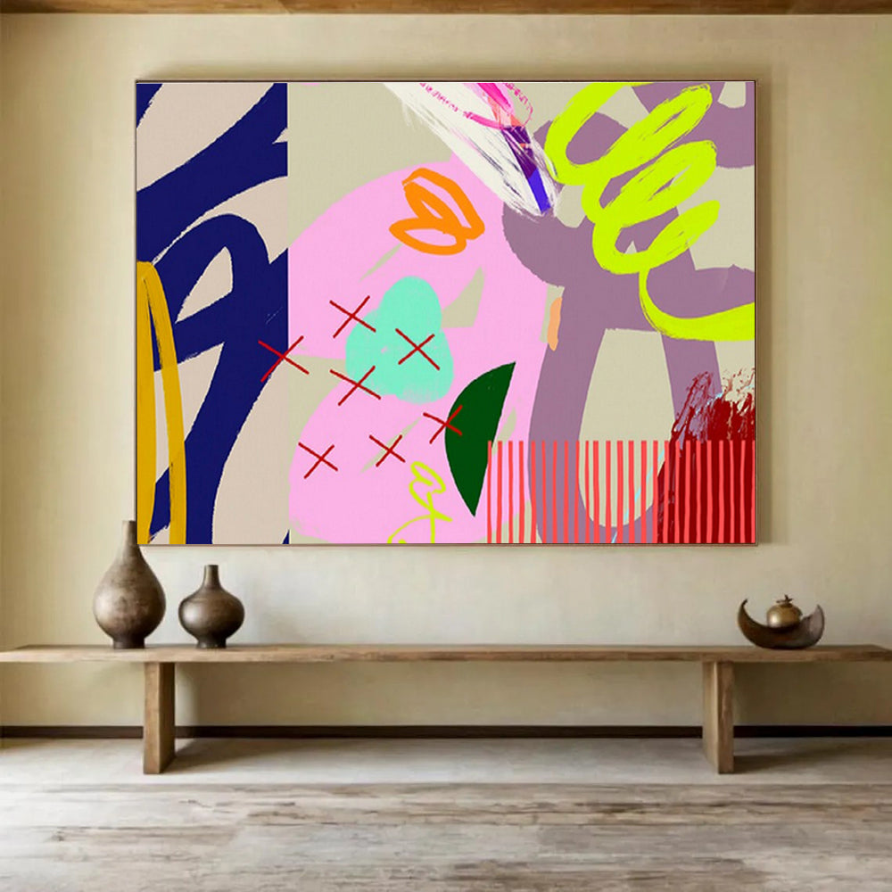 “Neon - Pastel Abstract Play” Abstract Painting On Canvas DKS200