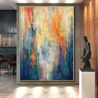 “Colorful Vertical Streaks Abstract” - Abstract Painting On Canvas PS0416