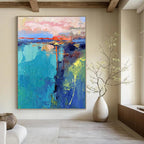 “Colorful Coastal Abstract” - Impressionistic Abstract Painting On Canvas PT1030
