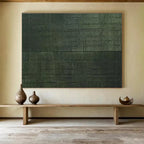 Dark Green Texture: Monochromatic Minimalist Painting for Zen Garden Room & Minimalist Study DKS656