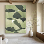 “Ginkgo Leaf Shadows” - Nature - Inspired Leaf Silhouette Painting On Canvas PT1070