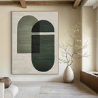 “Green - Grey Geometric Overlaps” - Modern Abstract Painting On Canvas PT1131