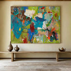 “Vibrant Chaos & Colorful Shapes” - Abstract Expressionist - Inspired Painting On Canvas PT1677