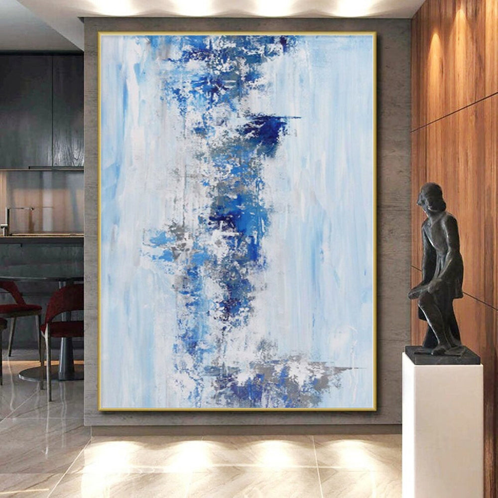 “Blue - Gray Abstract” - Contemporary Abstract Painting On Canvas PS0072