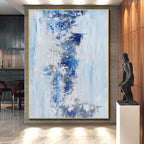 “Blue - Gray Abstract” - Contemporary Abstract Painting On Canvas PS0072