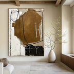 Brown, White and Black with Raw Brushstrokes "Rustic Sketch" Abstract Painting On Canvas PS1125