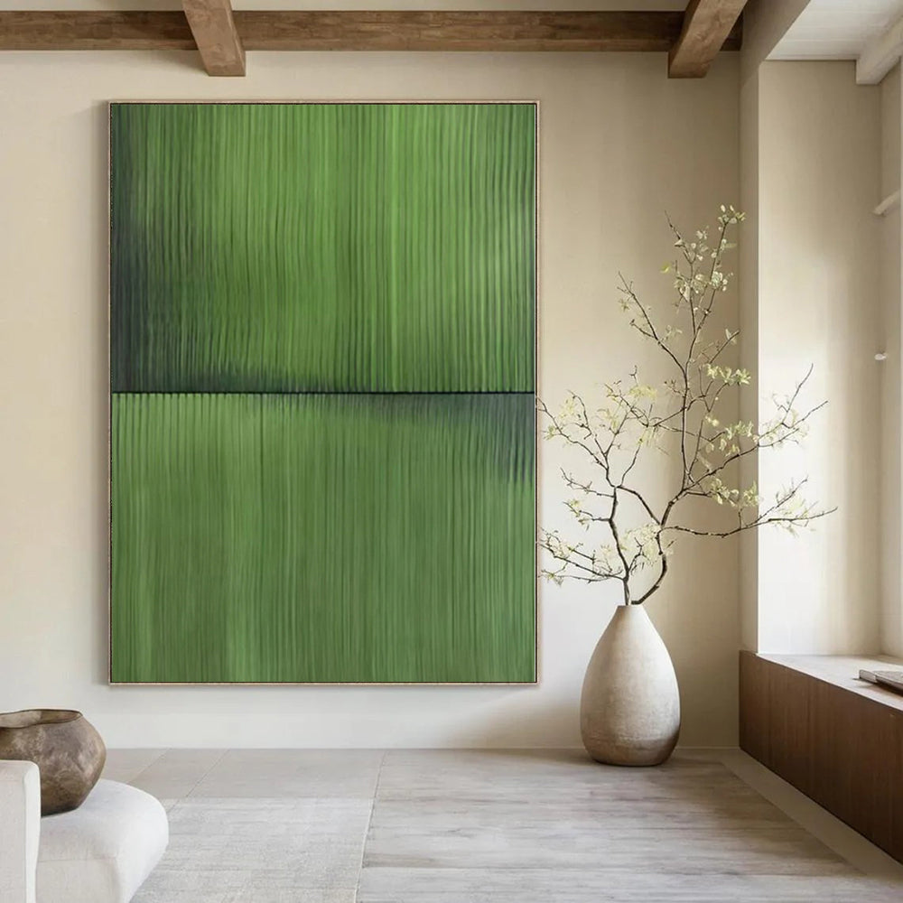 “Solid Green Serenity” - Minimalist Textured Painting On Canvas PS0197