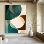 Teal, Brown, Beige with Curved Shapes "Elegant Curves" Abstract Painting On Canvas PS1264