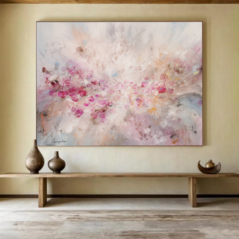 “Blush - Toned Floral Burst” - Floral Painting On Canvas DKS533