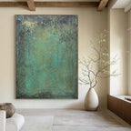 “Green - Blue Textured Canvas” - Textured Abstract Painting On Canvas PT1192